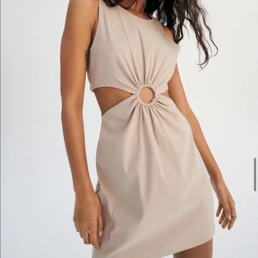 Zara Cut Out Linen Blend Dress